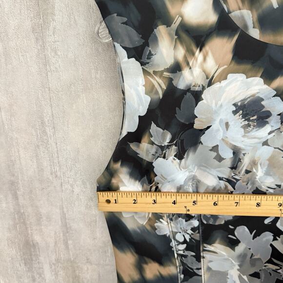 Calvin Klein Dress Women Size 10 Floral Scuba Cap-Sleeve Sheath Silhouette Zip - Picture 8 of 9